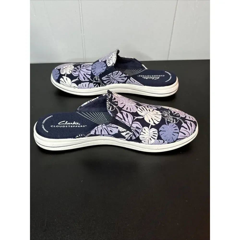 Clarks Cloudsteppers women's breeze shore Canvas Slip-on Mules shoes Lavender 7 - Picture 8 of 9